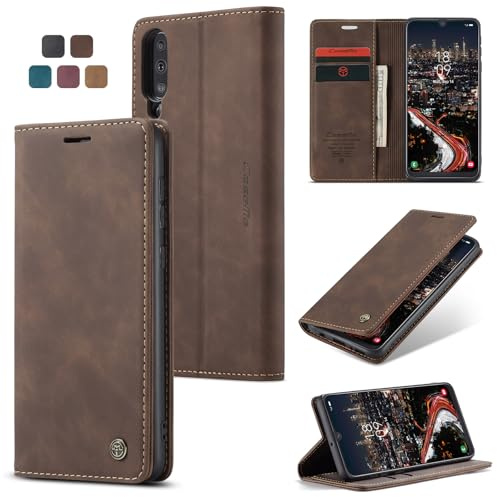 owlhold Handyhülle für Samsung Galaxy A50/A50S/A30S Hülle, Premium Lederhülle Weiches Vintage-Nubukleder Faltbare Ständer Klapphülle stoßfest Schutzhülle für Samsung A50/A50S/A30S -Kaffee