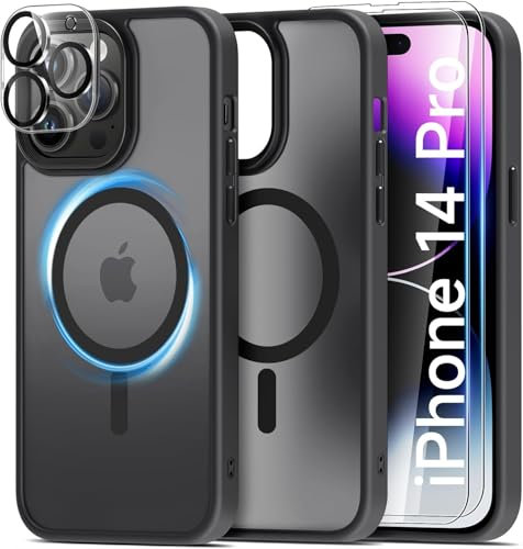 Mootobo Magnetic Case for iPhone 14 Pro with MagSafe, Shockproof, Protective Translucent Phone Cover for iPhone 14 Pro 6.1 inch-Black