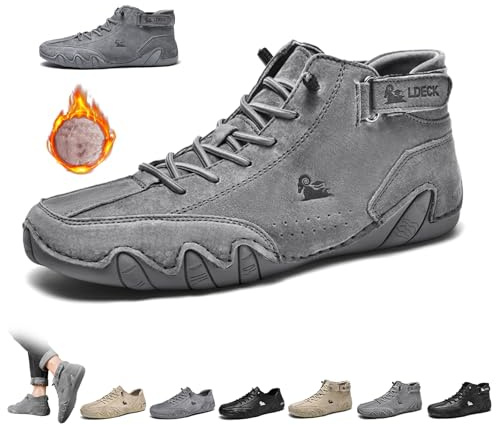 Bottes hautes en daim faites à la main en Italie for hommes, Chaussures Beck Imperméables Extérieur Antidérapantes Légères Baskets décontractées Hike Footwear Chaussures Pieds Nus(Gray velvet,44 EU)