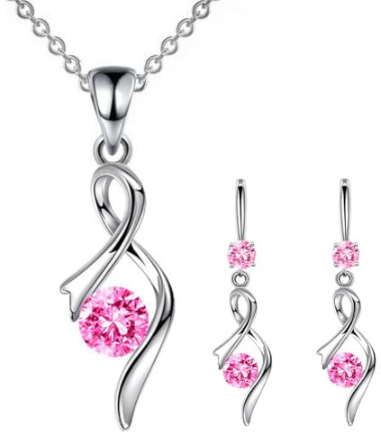 APMGONT Parure De Bijoux En Argent Pour Femmes, Parure De Colliers Et Boucles D'Oreilles En Cristal Pour Femmes, Parure Bijoux, Cadeau D'Anniversaire Et De NoëL (Bleu B)