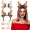 2pcs Bandeaux de Cerf Noël Serre-tête Renne à Paillettes + 2pcs Tatouages de Visage pour Adultes Enfants Décorations de Fête