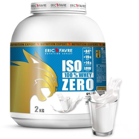 ISO WHEY ZERO 100% Pure Protéine - Pure Whey Protéine Isolate Savoureuse Pour Prise de Masse Musculaire - Assimilable Rapidement - 2kg - Saveur Neutre - Laboratoire Français Eric Favre