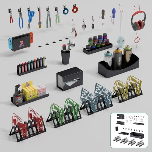 JWX DIY Model Kits, Figure Model Kits, 26-Slot Organizer Model Shelf Stand, Metal Parts Shelf, Placing Rack, Tool Storage Container Box for Gundam, Woodworking, and Model Assembly Black
