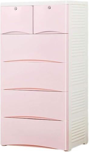 Kinderschrank aus Kunststoff mit 6 Schubladen, rosa Kommode für Babyzimmer