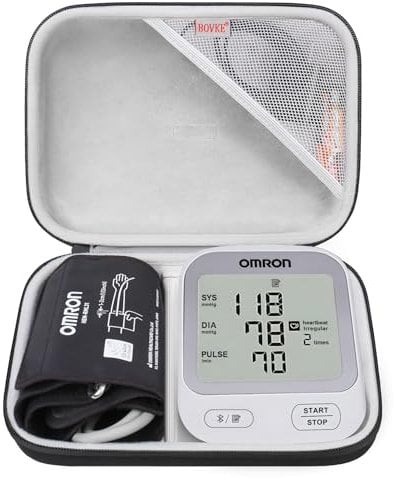 BOVKE Carrying Case Compatible with OMRON X4 Smart Automatic Upper Arm Blood Pressure Monitor with Cuff 22-42 cm, Mesh Pocket for Batteries and Charger, Black