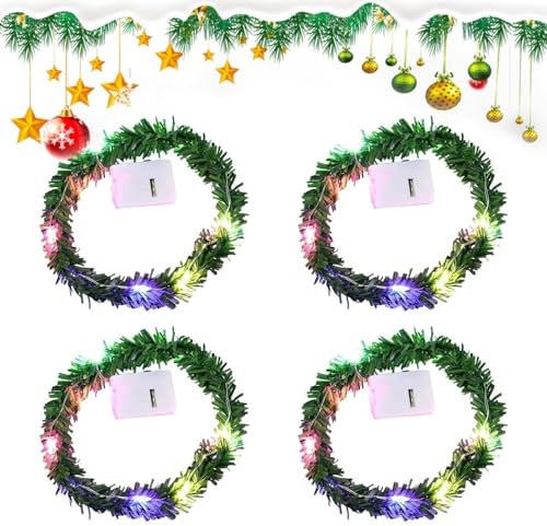 Catena di Luci Natalizie In Miniatura,4 Pezzi Mini Catena Luminosa a Led, Catena Luminosa Decorativa per Albero di Natale,per Casa Delle Bambole,Decorazione Natalizia