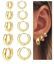 FIOROYAL Creolen Gold für Damen 14K Gold Creolen Ohrringe Gold/Silber Set Hypoallergene Kleine Leichte Goldene Ohrringe Set für Mehrere Ohrlöcher Gold