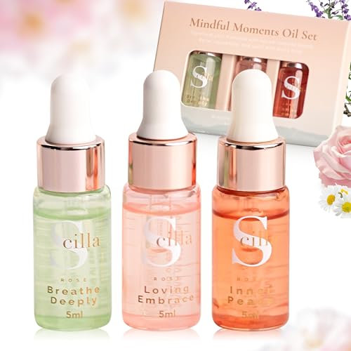 Scilla Rose Essential Oil Trio Gift Set – Relaxation & Aromatherapy Oils for Diffusers, Sleep, Anxiety, & Stress Relief | Inner Peace, Loving Embrace, Breathe Deeply – Perfect Self-Care Gift for Women