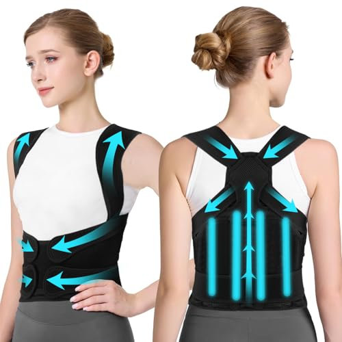KOMABLEN Correttore Posturale Regolabile, Fascia Posturale Spalle e Schiena, Dorsal Fit Schiena Dritta Postura Schiena Donna Uomo,Correttore di Postura Correggi Postura Allevia Dolore Collo(S)