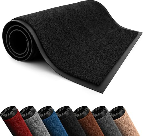 Lexell Door Mats Indoor, Highly Absorbent Washable Doormat, Heavy Duty Non-Slip Rubber Backed Floor Mats for Front & Back Door (Black, 60 cm x 120 cm)