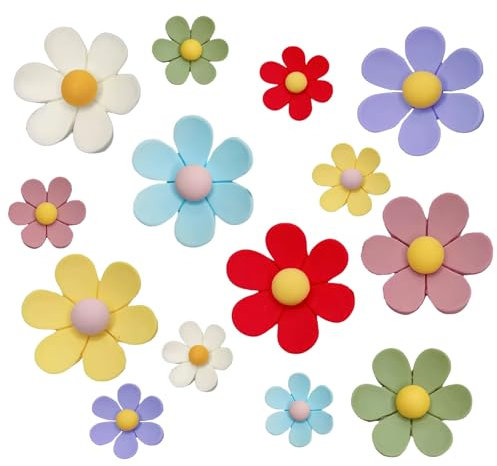 14Pcs 3D Flower Cute Fridge Ma/gnets for Whiteboard,Cute Flo/wer Fridge Magnets,2 Sizes 3D Colorful Daisy Refrigerator Magne/ts,Craft Flowers for Whiteboard,Flower Round Mini Magnets(7big7small)