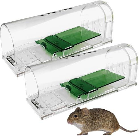Fsaklaskdy 2Pcs Piège à Souris Vivant pour intérieur et extérieur, Réutilisable Vivante Attrape Souris, tapetteà Souris et Relâcher sans Tuer sans, Les Souris et Autres Rongeurs de Taille Similaire