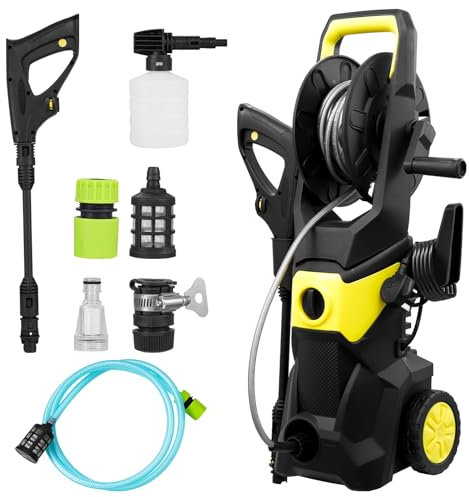220V High Pressure Washer, 2200W Power Control Pressure Washer, max 150 bar, Flow Rate: 450l/h, Power Washers for Patio Car Floor Gardening, High Power Jet Water with 2-in-1 Nozzle, Foam Tank