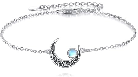 URONE Mond-Armband Sterlingsilber Halbmond Mondstein-Armband Schmuck Geschenke für Frauen