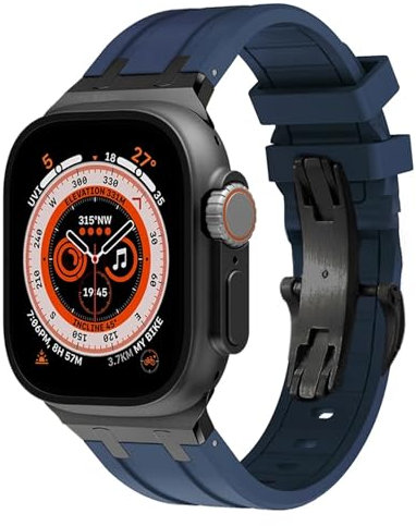 IRFKR Correa de goma para Apple Watch Ultra 49mm, correas de reloj Serie 8 7 45mm, banda deportiva suave para iWatch 6 5 4 SE 44mm 42mm, pulsera de silicona(Blue black,38/40/41mm)