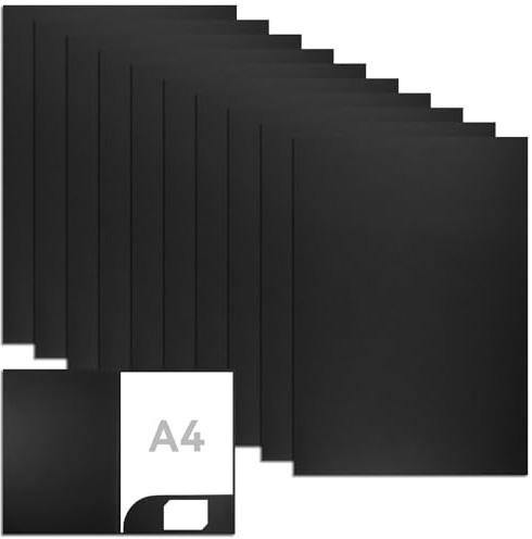 10 Stück Ordner mit Tasche A4, 350gsm Pappordner Papierkram Organizer | Kraft Dokumentenmappe, Präsentationsmappe Angebotsmappe A4 Papier, Kraftpapier Mappe Aktenordner,für Büro Schule (Schwarz)