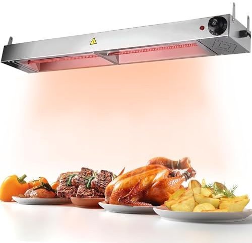 DBMGB Wärmelampe Küche Gastro, Hängend Wärmelampe Gastronomie für Speisen | Edelstahl Lebensmittel Wärmelampe, Kommerzielle Speisenwärmer Lampe für Party und Buffet, Einstellbarer Temperatur 30-85℃