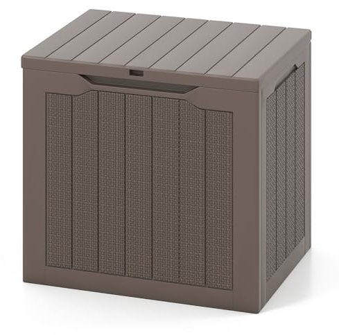 GIANTEX Auflagenbox 106L, Gartenbox mit abschließbarem Deckel, Kissenbox mit Stauraum, Outdoor Schrank, Aufbewahrungsbox Rattan-Optik für Garten, Terrasse und Pool (Braun)