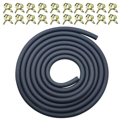 2.4m Ø6mm Manguera de Gasolina Tubo Gasolina con 20 Abrazaderas de Manguere | Manguera Combustible Línea Combustible Multipropósito para Moto Auto Tractor Barco Generador Motores Pequeños