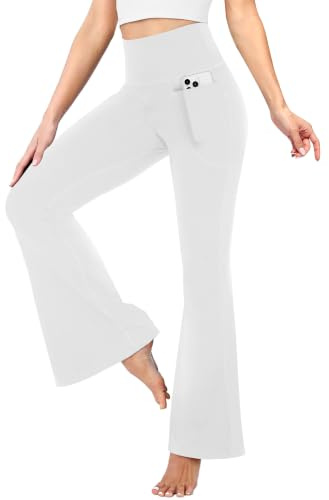 TNNZEET Yogahose Damen Hohe Taille mit Taschen Schlaghose Bootcut Leggings | Superweich, Blickdicht, Flared & Weite–Sporthose & Jazzpants mit Taschen für Gym Yoga & Pilates