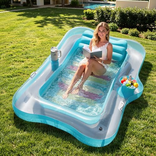 MoKo Tanning Pool Flotador Inflable Piscina, Verde Menta Plata 210x128cm