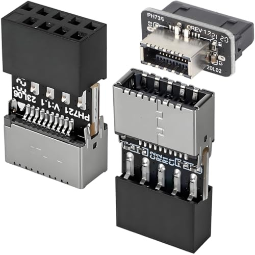 ZHUROUPU 2 Pezzi da 2,5 mm (9 Pin) a USB 3.1/3.2 Type-C (20 Pin) per Scheda Madre, Adattatore da USB 3.0 a Type-E A-Key per Porta Pannello Frontale PC, connettore Verticale per Scheda Madre Vecchia
