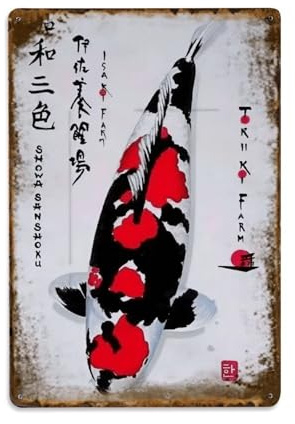 Retro Japanese Koi Fish Tin Sign Vintage Metal Sign Man Cave Home Bar Pub Wall Decor Metal Poster 8x12 Inch