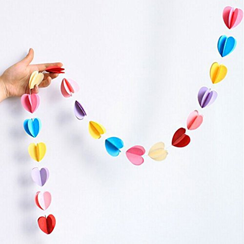 Oblique Unique Deckenhänger 3D Girlande Bunt - hängende Papiergirlande Banner Deko - Motiv wählbar (Herz Bunt)