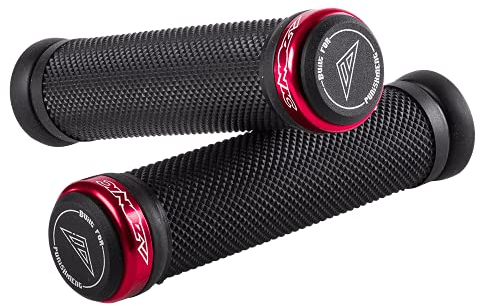AZONIC | Fahrrad-Griffe | MTB Downhill Mountainbike BMX | Extra griffiges Design, Anodisierte Aluminium Lockons, Innensechskantschrauben zur Lockon-Fixierung | Diamond Grip | Rot