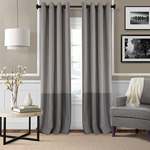 Elrene Home Fashions Braiden Color-Block Single Blackout Curtain, Grey, 52 x 84