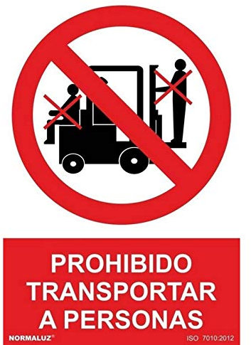Normaluz RD40030 - Señal Prohibido Transportar A Personas PVC Glasspack 0,7 mm 21x30 cm con CTE, RIPCI