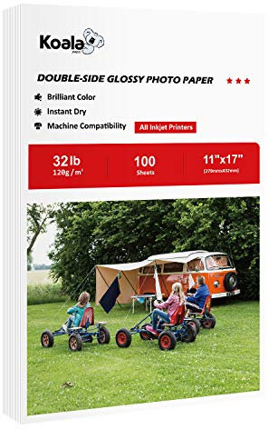 Koala Fotopapier, doppelseitig, glänzend, 27,9 x 43,2 cm, 120 g/m², 100 Blatt, kompatibel mit Tintenstrahldrucker