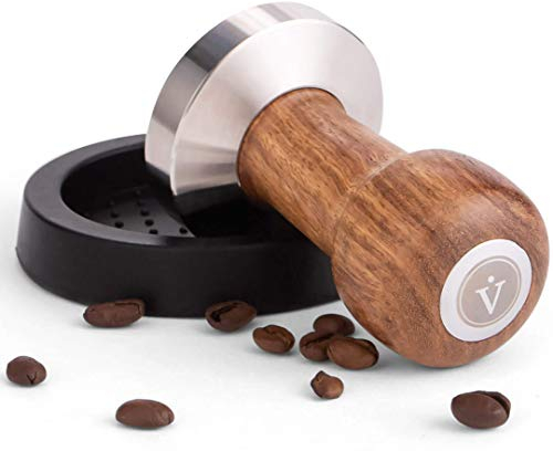 VIENESSO ® Espresso Tamper Set Premium Design – Klassischer Kaffeemehlpresser aus Edelstahl und hochwertigem Echtholzgriff mit Matte – Barista Set für den perfekten Kaffeegenuss (57mm)