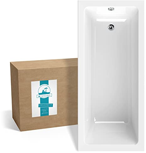 Calmwaters® Rechteck-Badewanne 170x75 cm, Acrylwanne Modern Square, ergonomische Körperformbadewanne, Maße 170 x 75 cm, Rechteckbadewanne Weiß, 02SL3311