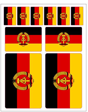 Generisch 10 Stück Flaggen Aufkleber DDR Set | Sticker Autoaufkleber