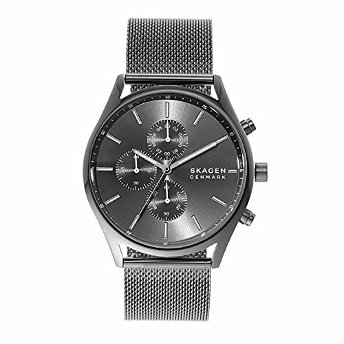 Skagen Men's Holst Chronograph Gunmetal Gray Stainless Steel Mesh Band Watch (Model: SKW6608)