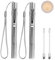 LEAGY 2 Paquetes Bolígrafo de Luz, luz médica, luz de pluma de enfermera, linterna LED recargable por USB, acero inoxidable con clip de bolsillo y cordón para cuidado personal, iluminación