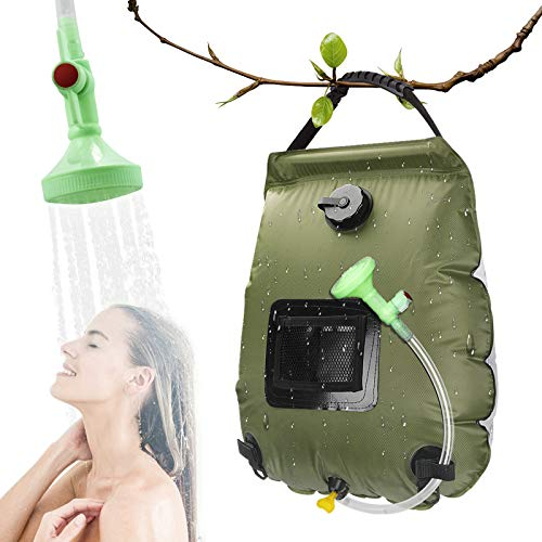 RANJIMA Borsa per Doccia Solare,20 l,Sacco Doccia da Campeggio, Portatile Borsa da Doccia Solare con Tubo Rimovibile e soffione Doccia Regolabile, per Campeggio, Spiaggia, Nuoto, all'aperto, Viaggi