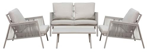 Dellonda Fusion 4 Piece Outdoor Aluminium Sofa Set, Light Grey - DG56
