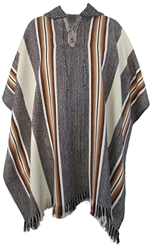 Gamboa Alpaca Poncho Hombre Mujer Mexicano Abrigo Chaqueta Cazadora Lana Polar Otoño Invierno
