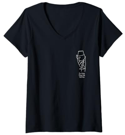 Damen Zu Vino Sag Ich Nie No Frauen Wein Weinglas T-Shirt mit V-Ausschnitt