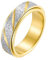 PAMTIER Anneau Rotatif aux Femmes Acier Inoxydable Bague de Mariage Noir Arc-en-Ciel en Or Rose avec Finition Sablée 6MM, Taille 62