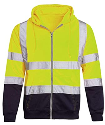 PengGengA Herren Reflektierender Hoodie Reißverschluss Langarm Sweatshirt Sicherheitsjacke Hoher Sichtbarkeit Arbeitsjacken