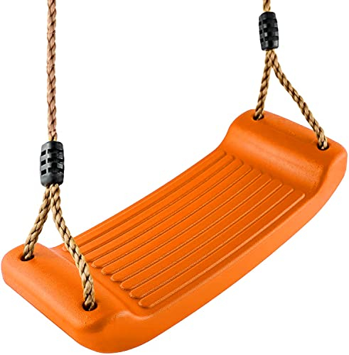 Schaukelsitz/Schaukelbrett/Brettschaukel aus witterungsbeständigem Kunststoff, Seile verstellbar bis 200 cm, Farbe: (orange)