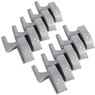 Sodela Sensor Licht, Schrankbeleuchtung Scharnier 10 Stück Sensor Light Schranktür Scharnier Beleuchtung Kabellos, Universal-Scharnierlicht mit Intelligentem Sensor, Kaltes Weiß