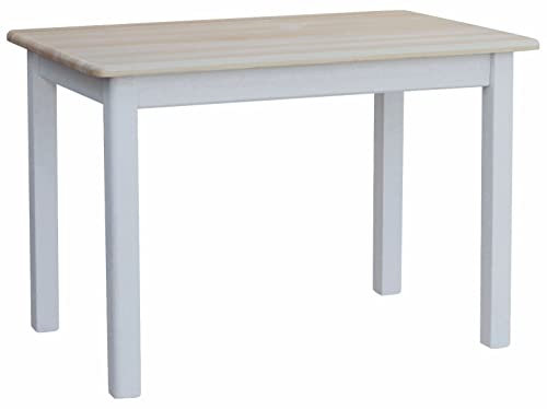 k koma Table de salle à manger, table de cuisine, en pin massif, blanc, miel, fabricant : pin laqué, 50 x 110 cm