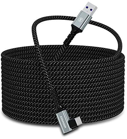 ESSAGER Link Kabel 5M USB 3.2 Gen1 Kompatibel Mit Meta/Oculus Quest 2 Zubehör und PC/Steam VR, Schnelle Datenübertragung, USB C Kabel für VR Headset und Gaming PC