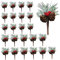 24pcs Artificial Pine Picks, Small Artificial Red Berries Branches Holly Christmas Berries Pinecone Stems Faux Berry Spray Sprigs Twigs for Christmas Wreaths and Holiday Decorations, Christmas