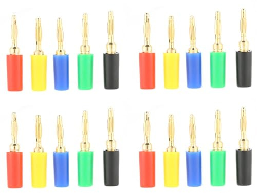 TKSE 2mm Bananenbuchse, 20 Stück/Set Gemischte Farben Bananenstecker Jack Prüfspitzen Anschluss Mischfarben Bananenstecker Steckverbinder Kit Für Verstärker