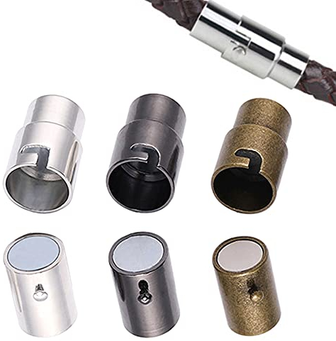 MOAMUN 30 Stück Armband Verschluss zur Schmuckherstellung, Hohe Saugleistung Magnetverschluss Armband für Lederseil Halskette Armband Verschlüsse für Armbänder Magnetverschluss Kette 3 Farben (8 MM)